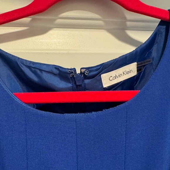 Calvin Klein Royal Blue Sleeveless Fit and Flare Swing Midi Dress - Picture 2 of 2